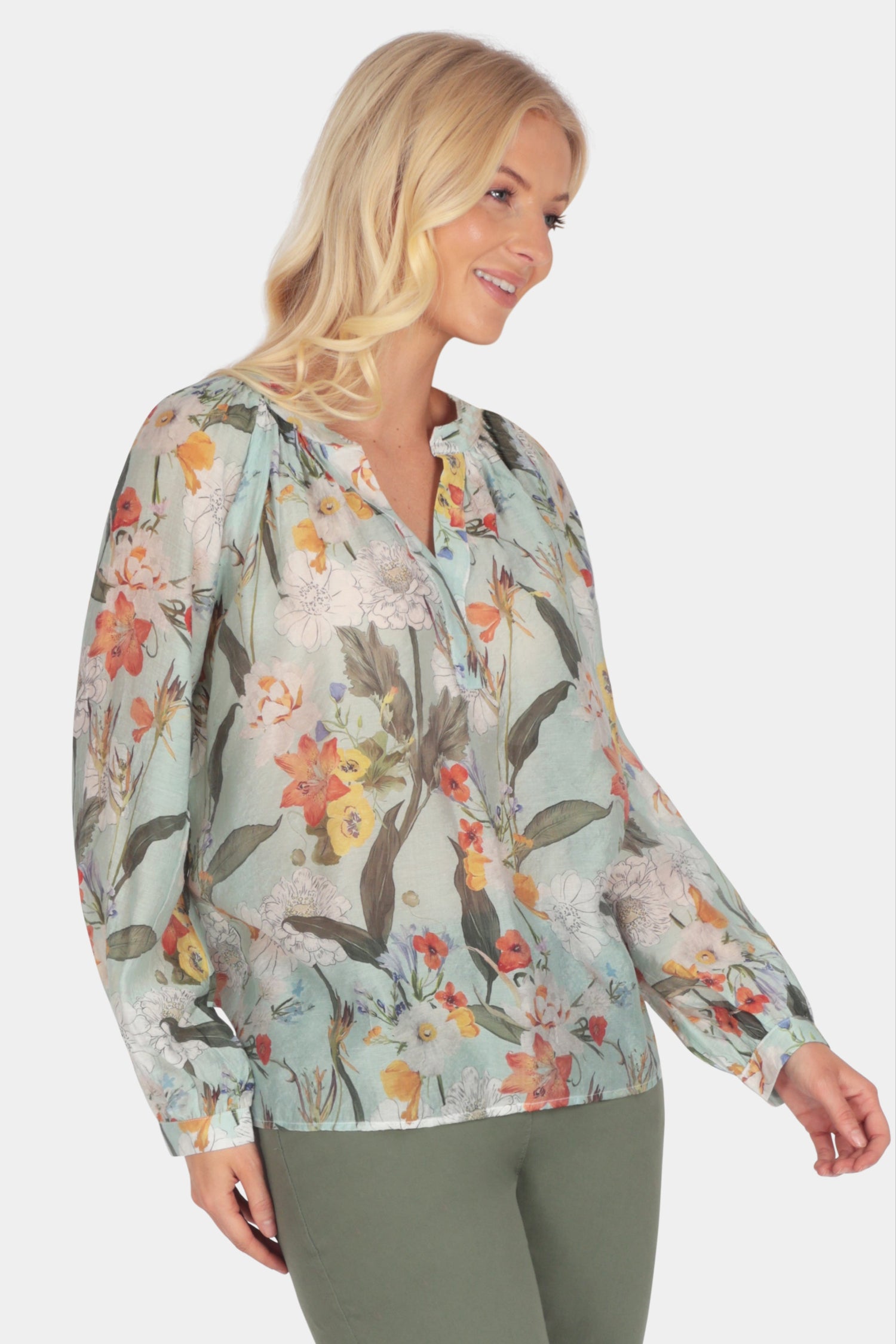 Astelia Floral Leaf Blouse - Fenella