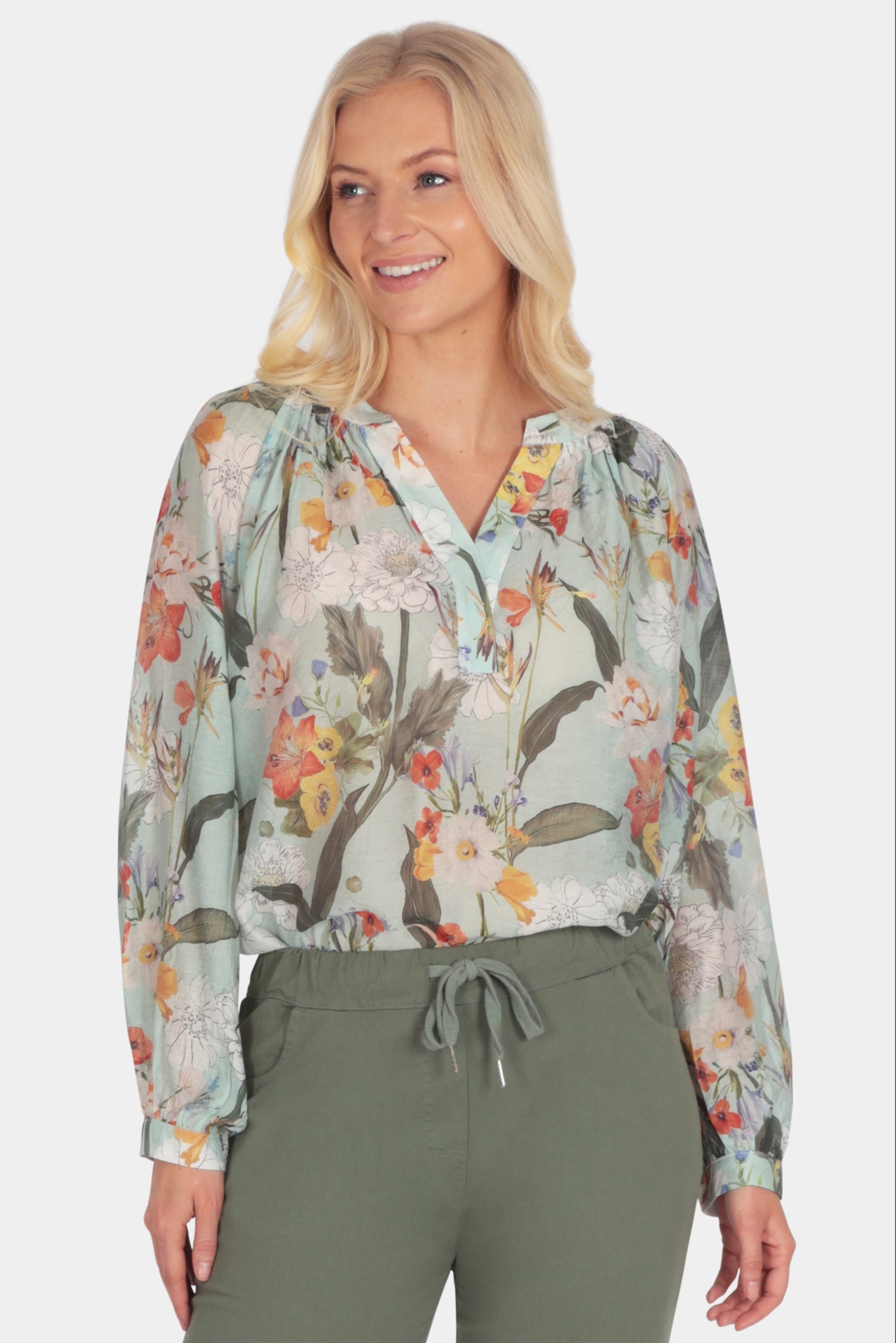Astelia Floral Leaf Blouse - Fenella