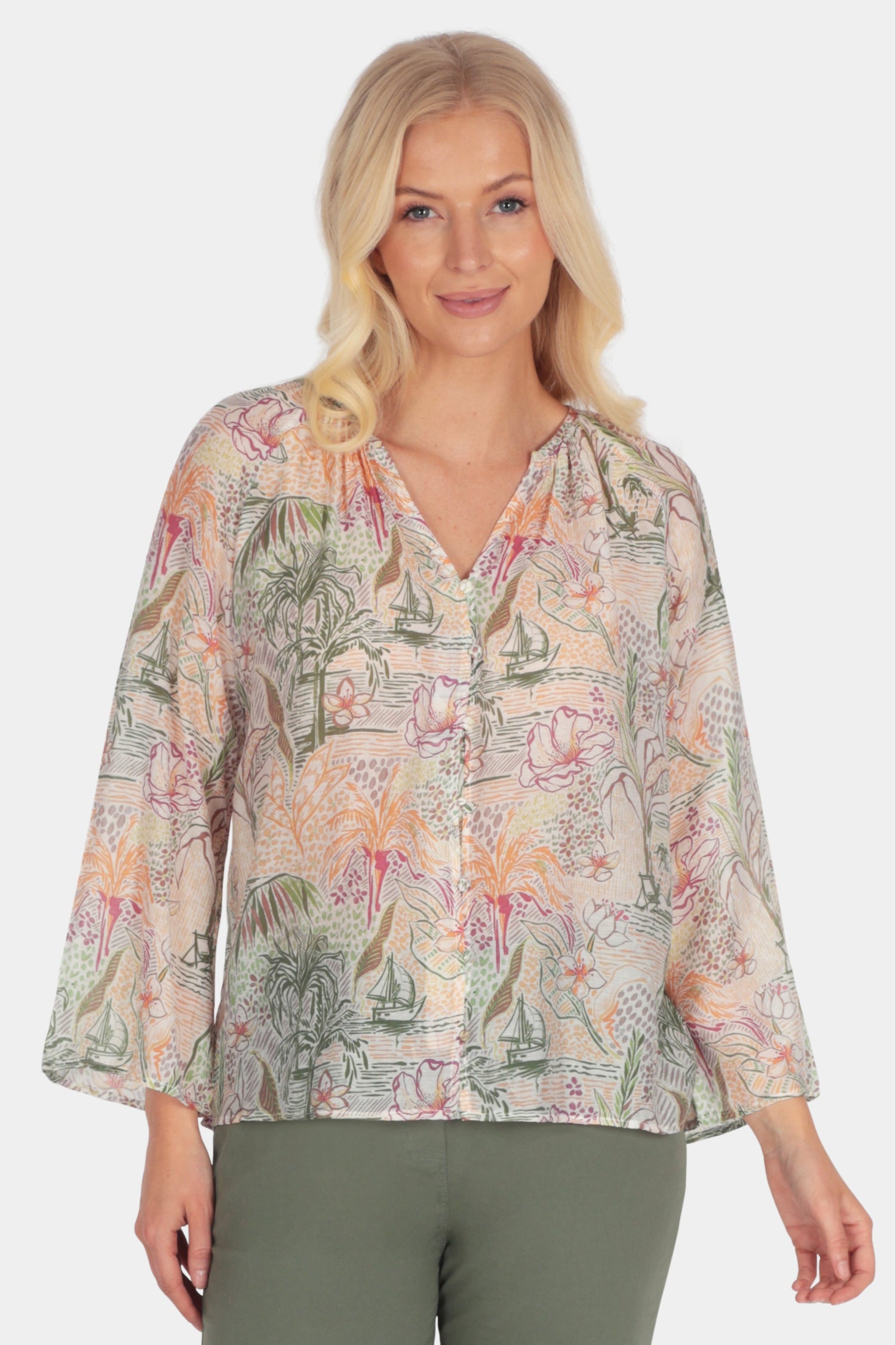 Oriental Print Blouse - Fenella