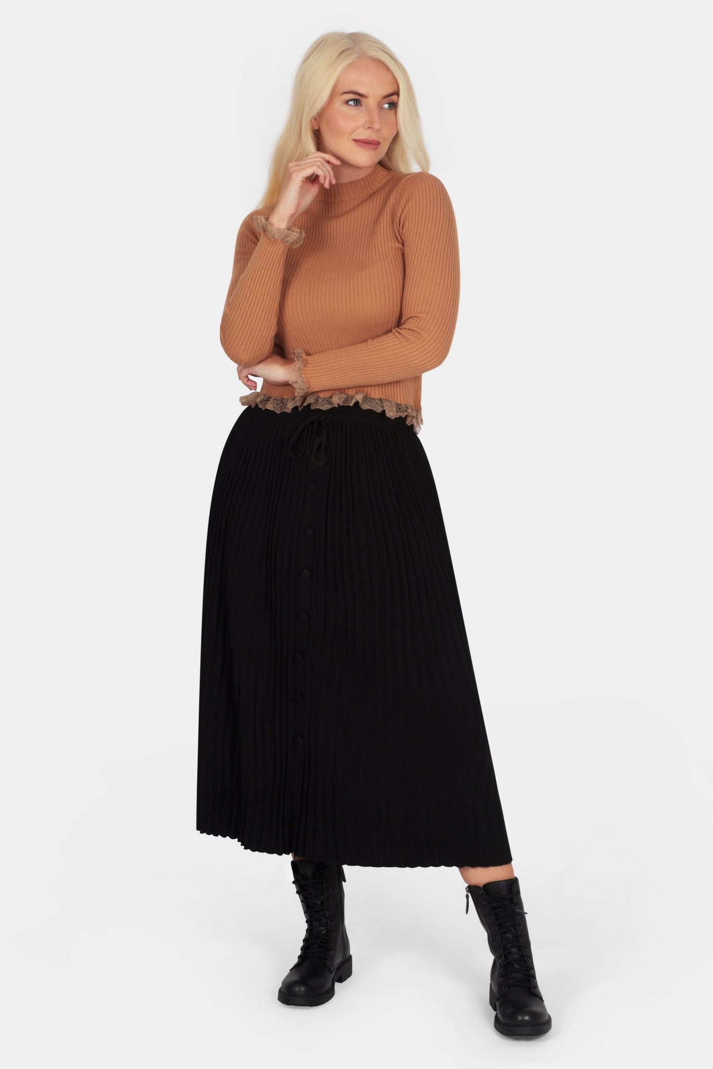 Italian Button Front Knitted Skirt