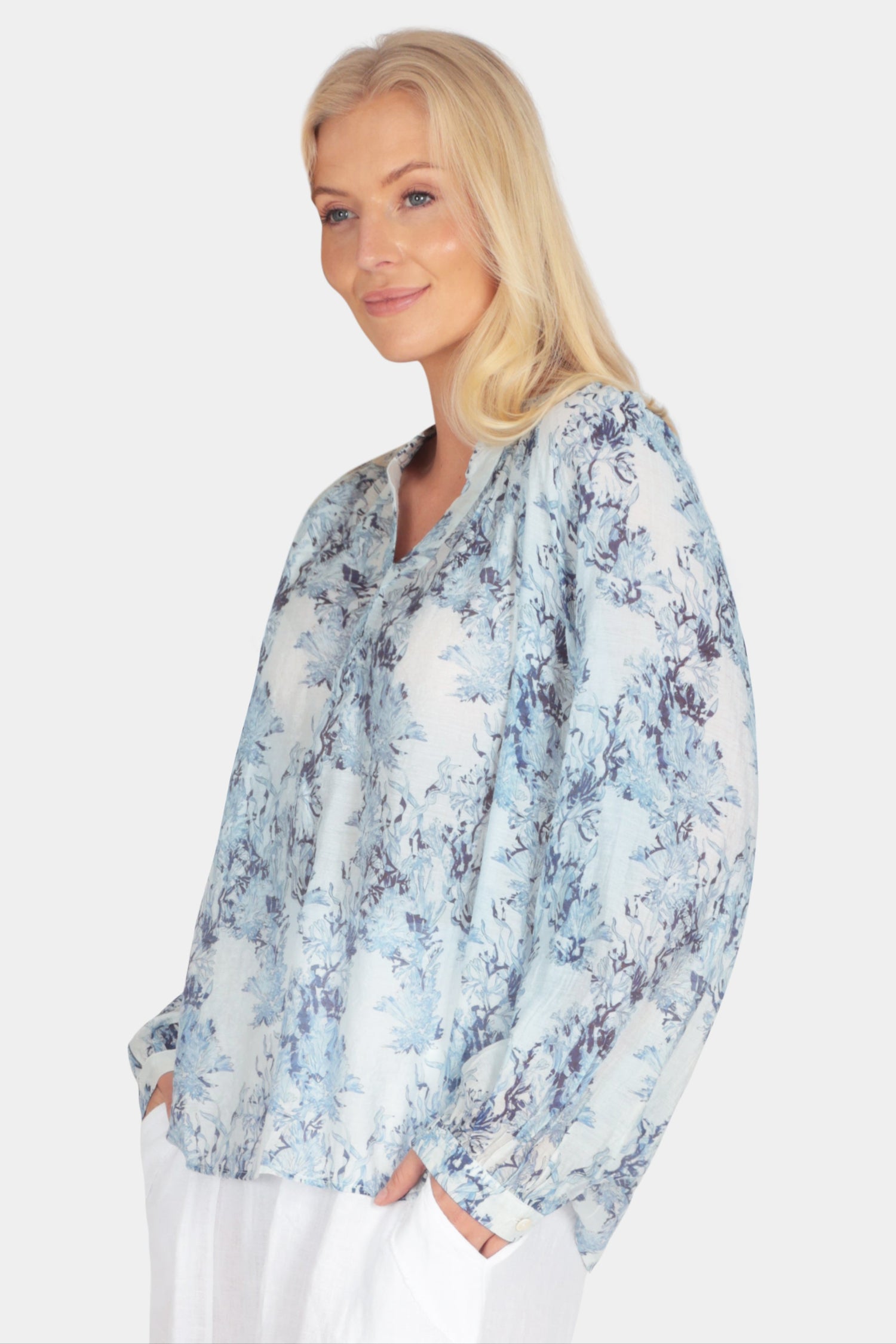 Tie-Dye Print Notch Blouse - Fenella