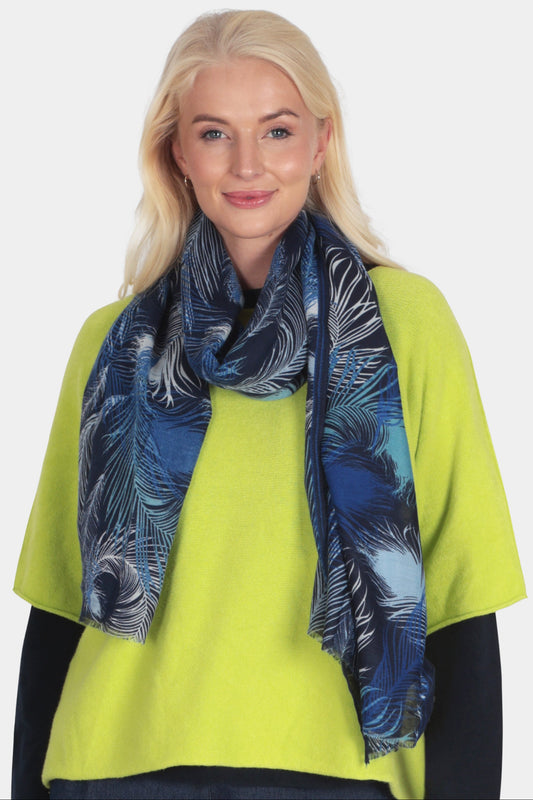 Feather Motif Print Scarf
