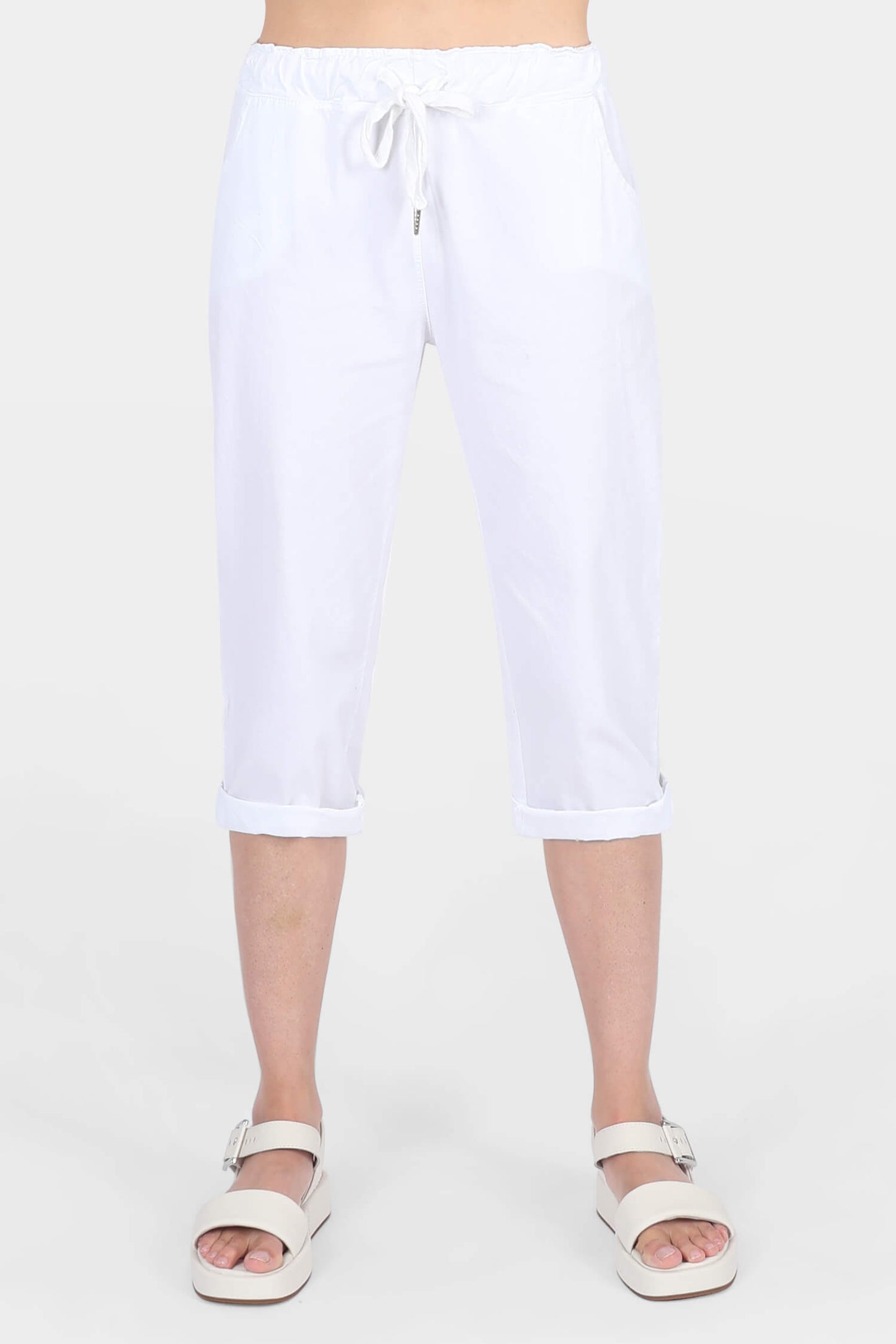 Tie-Waist Stretch Crop Pants