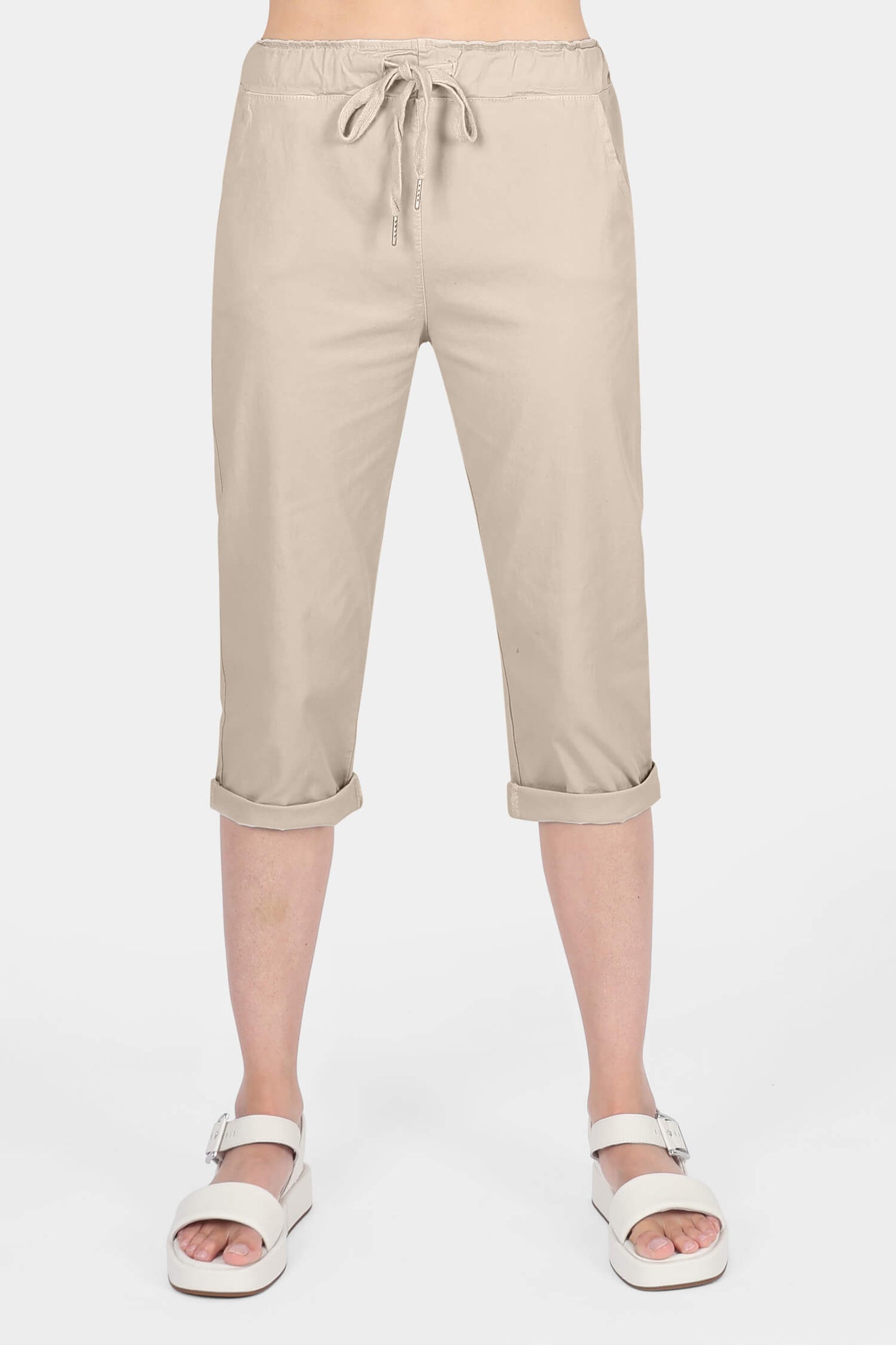 Tie-Waist Stretch Crop Pants