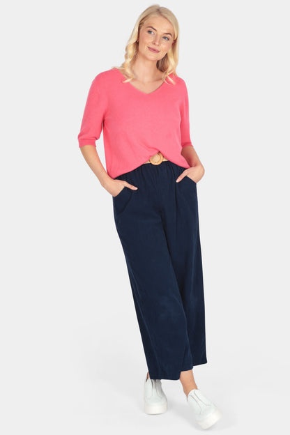 Cotton Needlecord Wide Leg Trousers