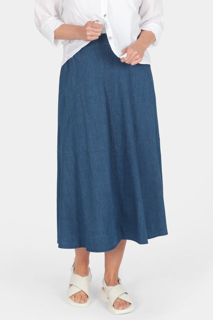 Denim Panel A-Line Skirt