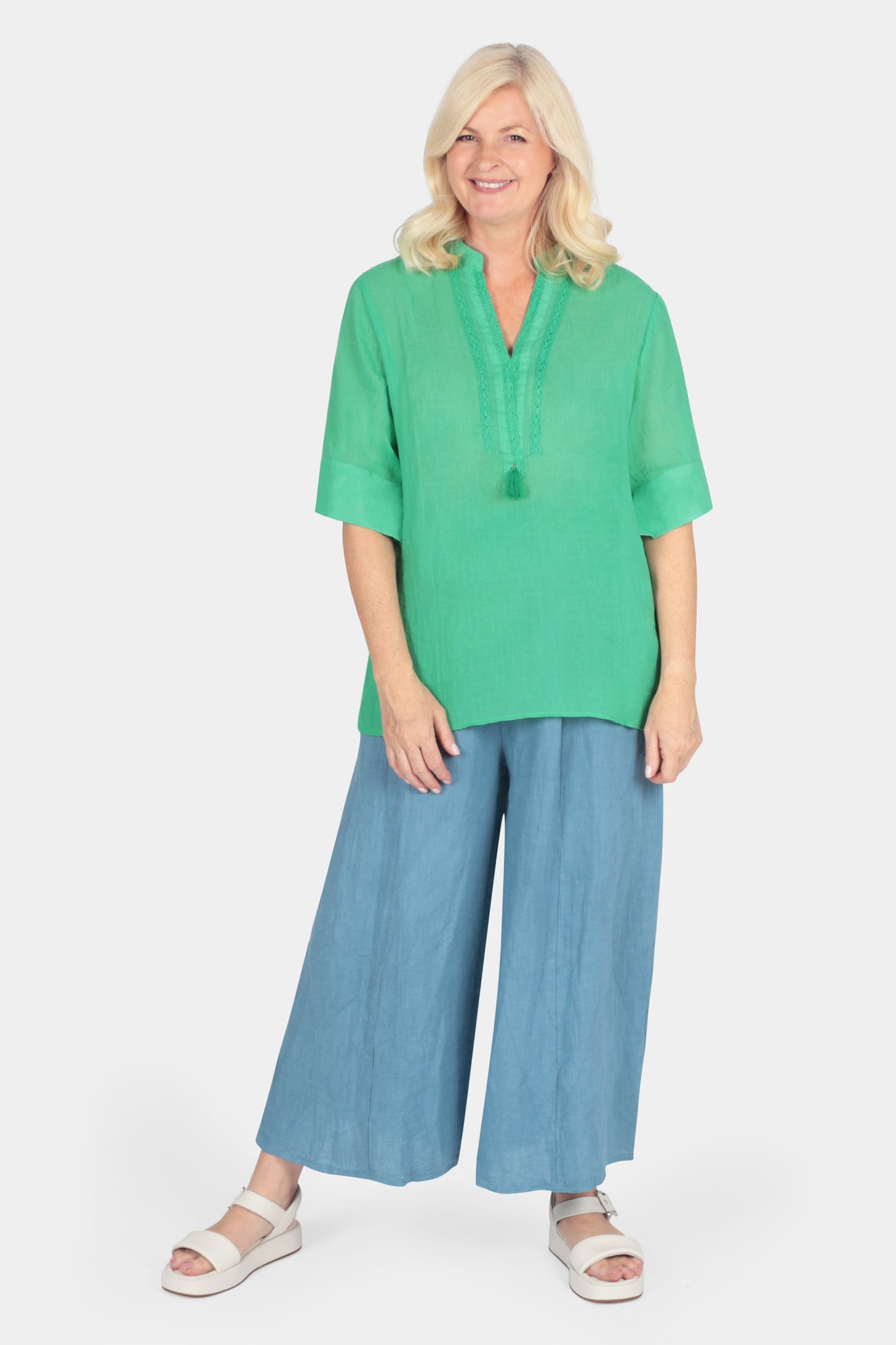Tassel Neck Silk Blend Blouse