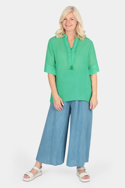 Tassel Neck Silk Blend Blouse
