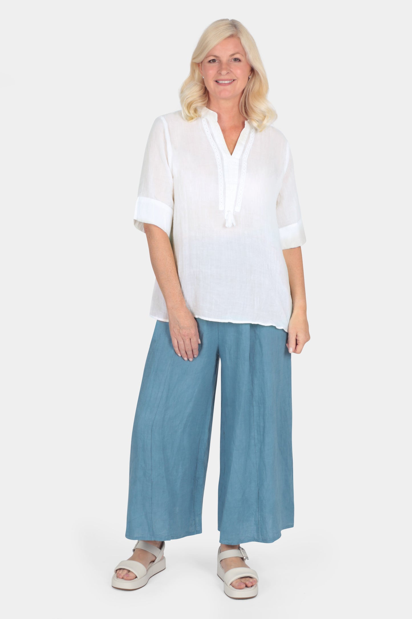 Tassel Neck Silk Blend Blouse