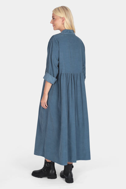 Cotton Corduroy Shirt Collar Dress