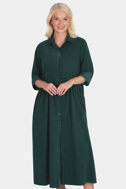 Cotton Corduroy Shirt Smock Dress