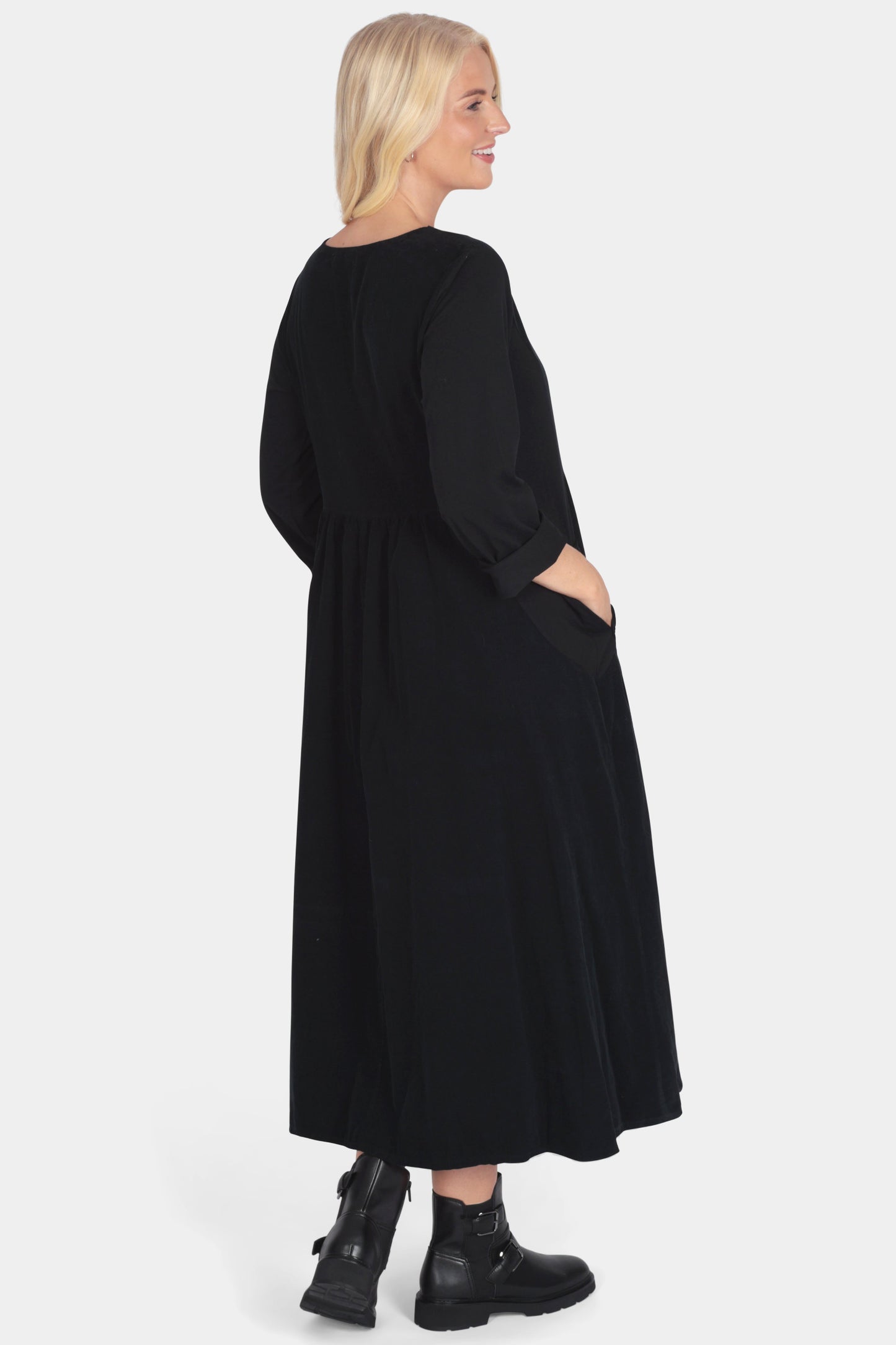 Cotton Corduroy Round Neck Dress