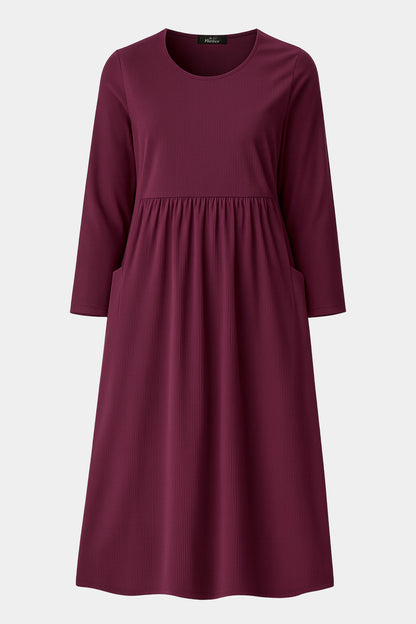 Cotton Corduroy Round Neck Dress