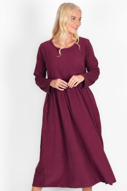 Cotton Corduroy Round Neck Dress