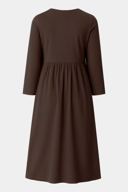 Cotton Corduroy Round Neck Dress