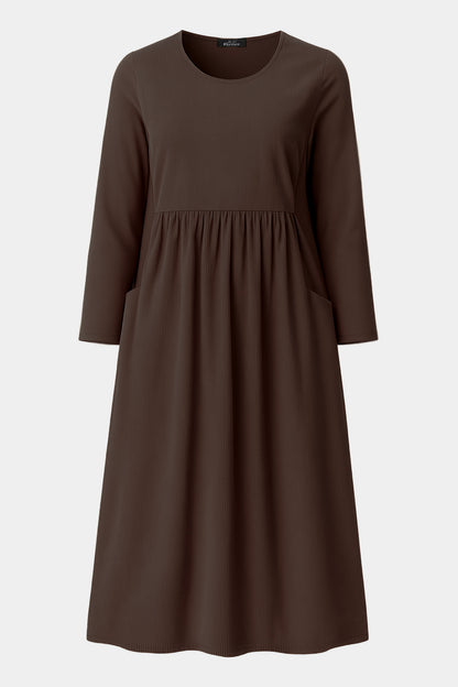Cotton Corduroy Round Neck Dress