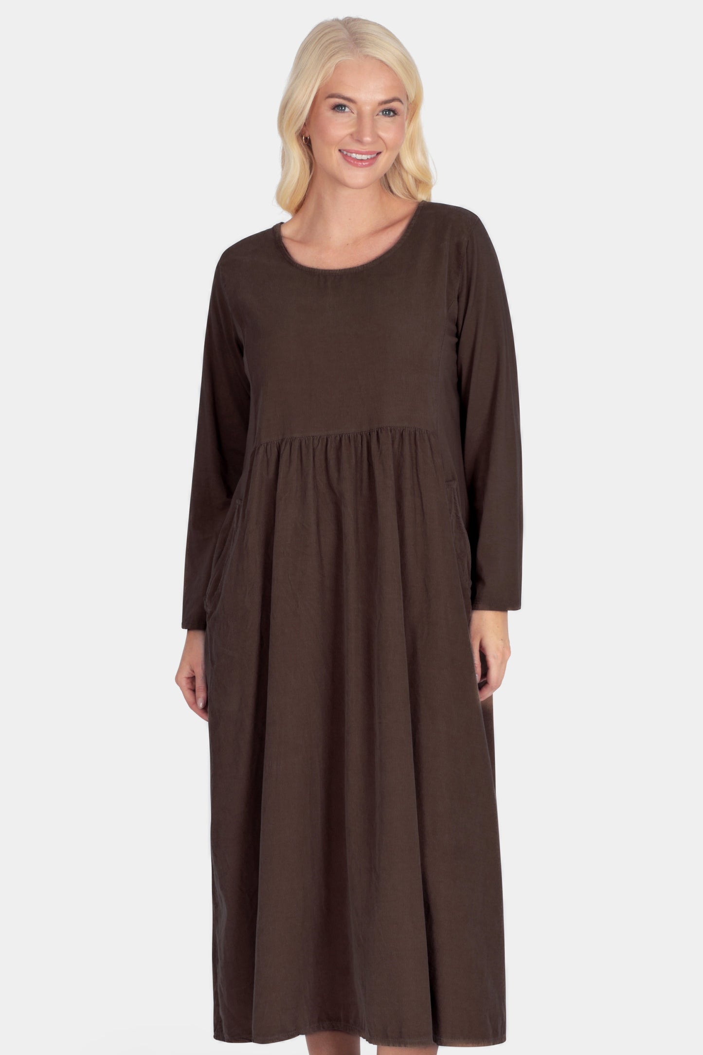Cotton Corduroy Round Neck Dress