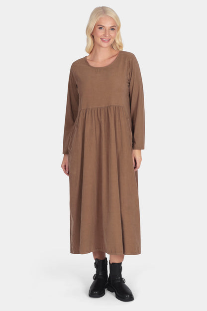 Cotton Corduroy Round Neck Dress