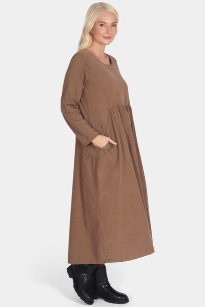 Cotton Corduroy Round Neck Dress