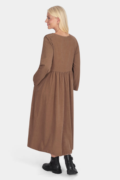 Cotton Corduroy Round Neck Dress