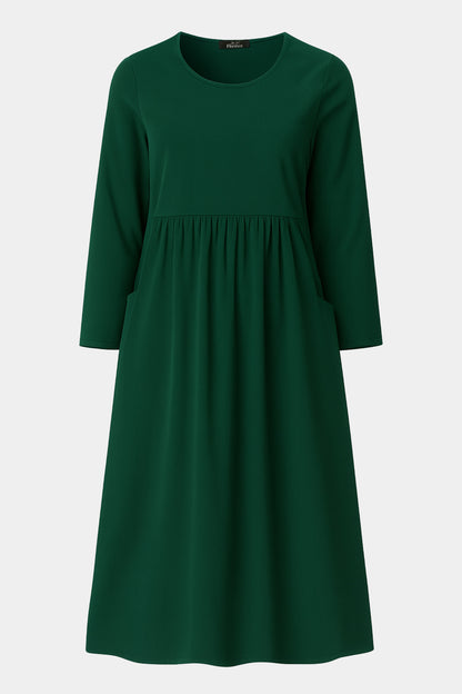 Cotton Corduroy Round Neck Dress