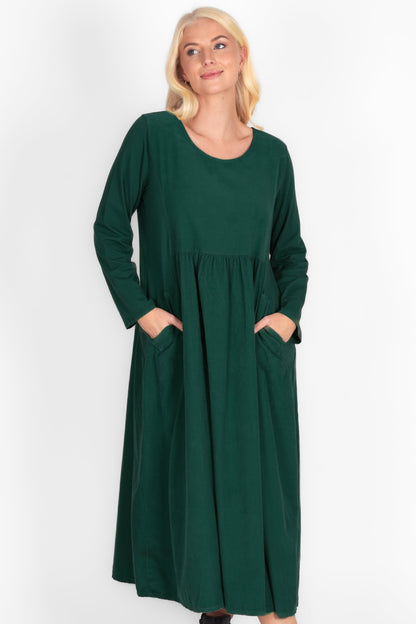 Cotton Corduroy Round Neck Dress
