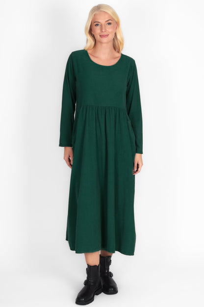 Cotton Corduroy Round Neck Dress