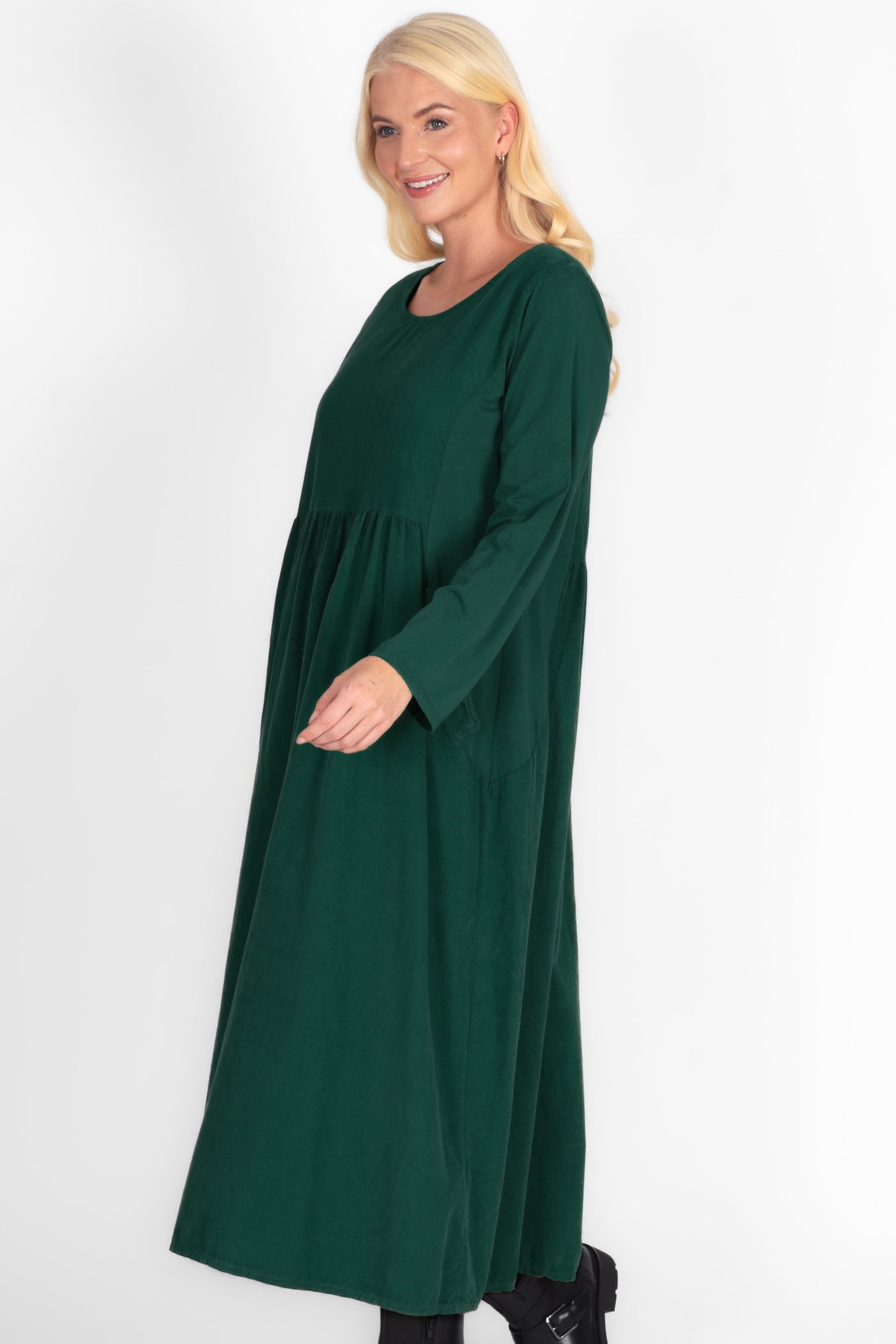 Cotton Corduroy Round Neck Dress