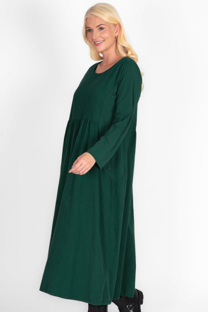 Cotton Corduroy Round Neck Dress