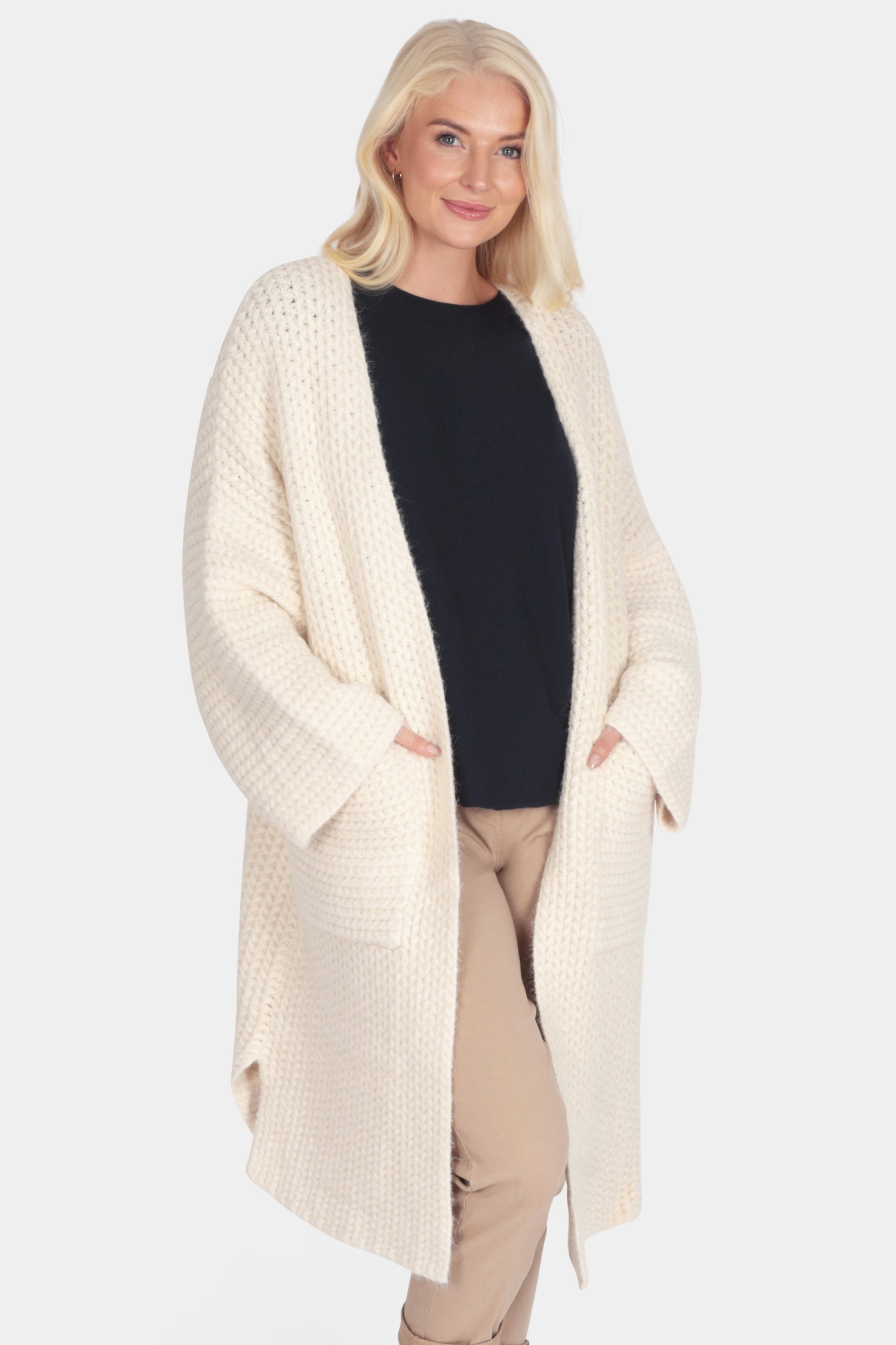 Kimono Sleeve Long Knit Coatigan