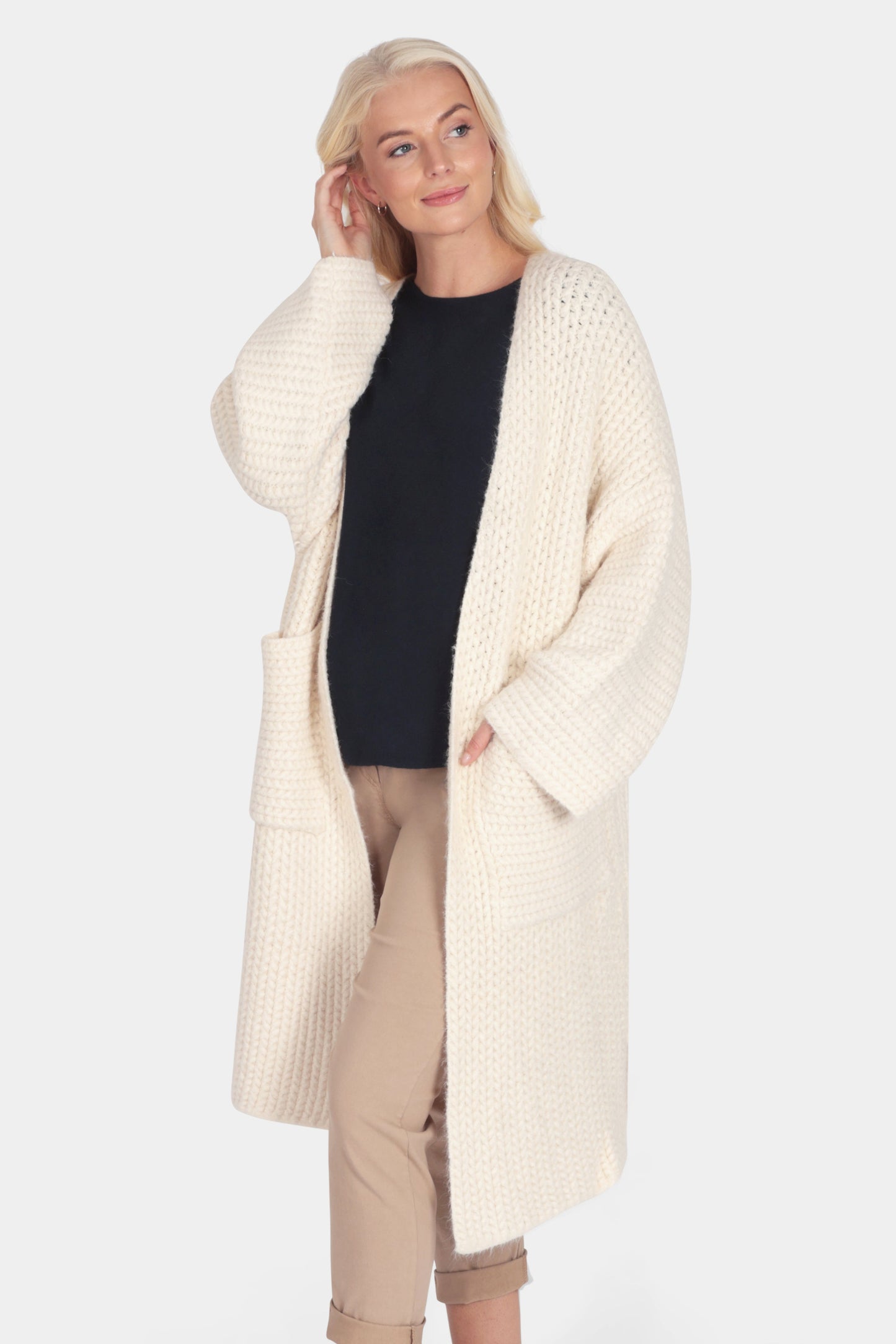 Kimono Sleeve Long Knit Coatigan
