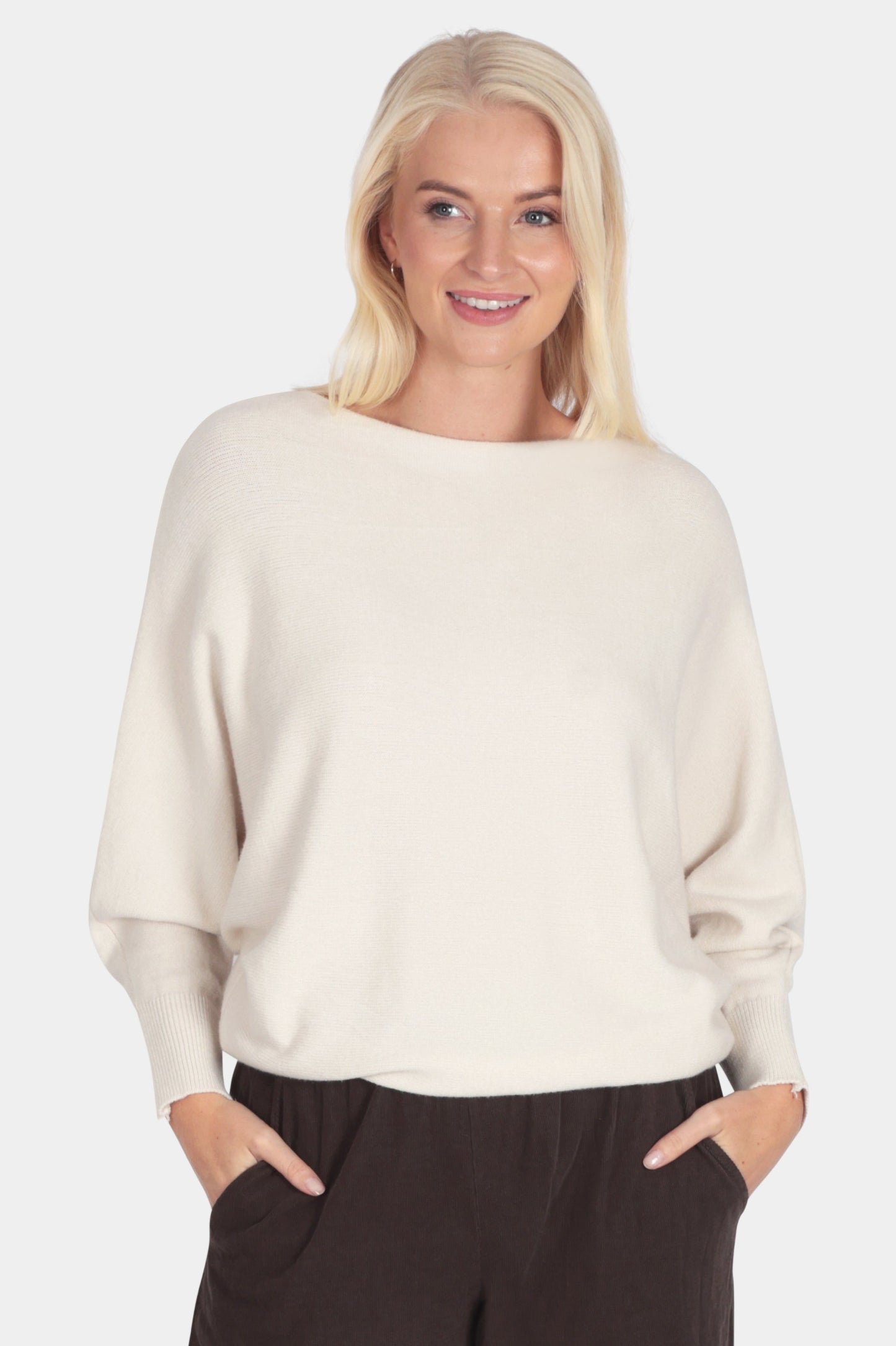 Cloud Two Slash Neck Batwing Jumper