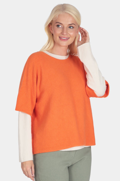 Cloud Two Round Neck 3/4 Sleeve Crop
