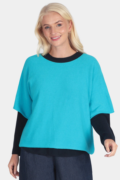 Cloud Two Round Neck 3/4 Sleeve Crop