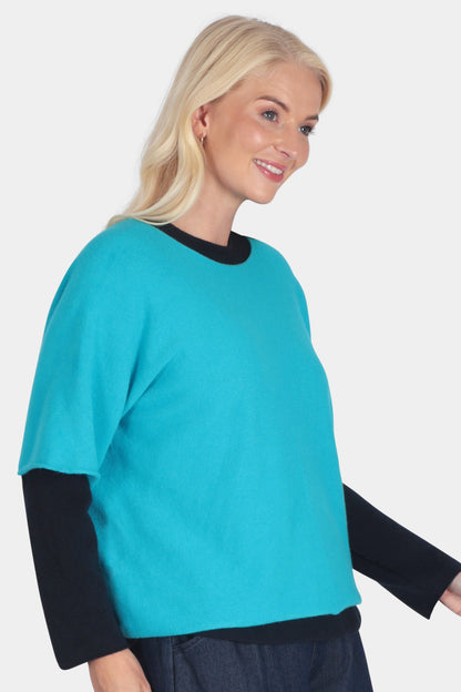 Cloud Two Round Neck 3/4 Sleeve Crop