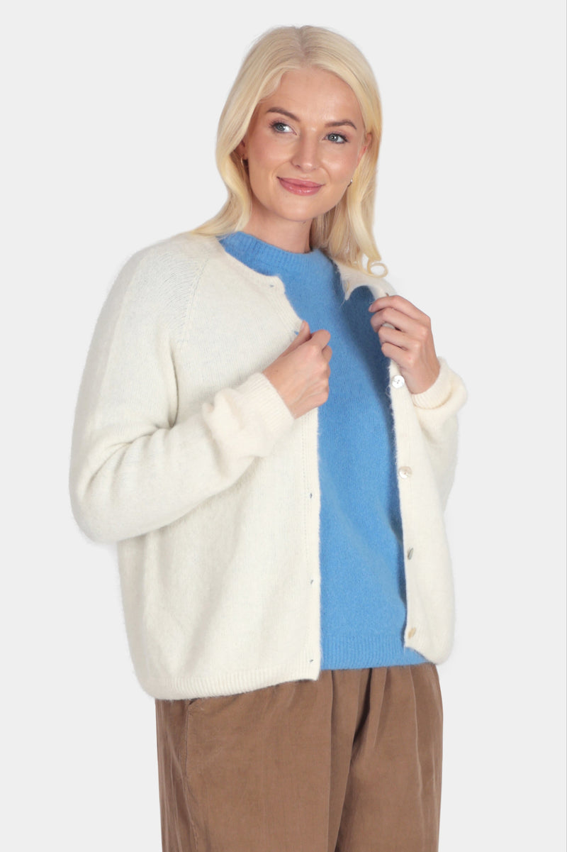 Round Neck Alpaca Cardigan
