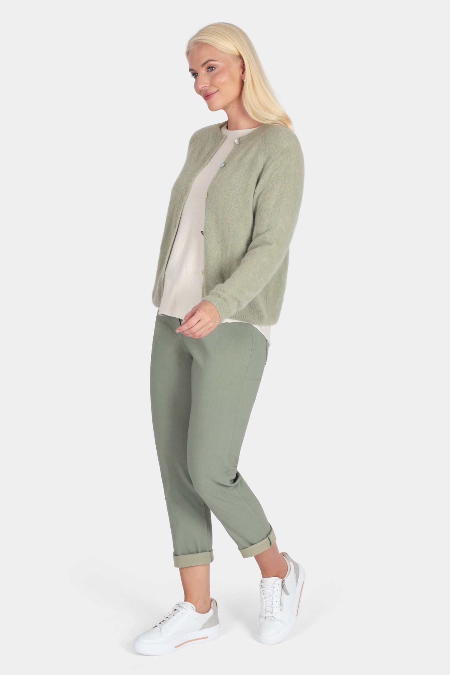 Round Neck Alpaca Cardigan