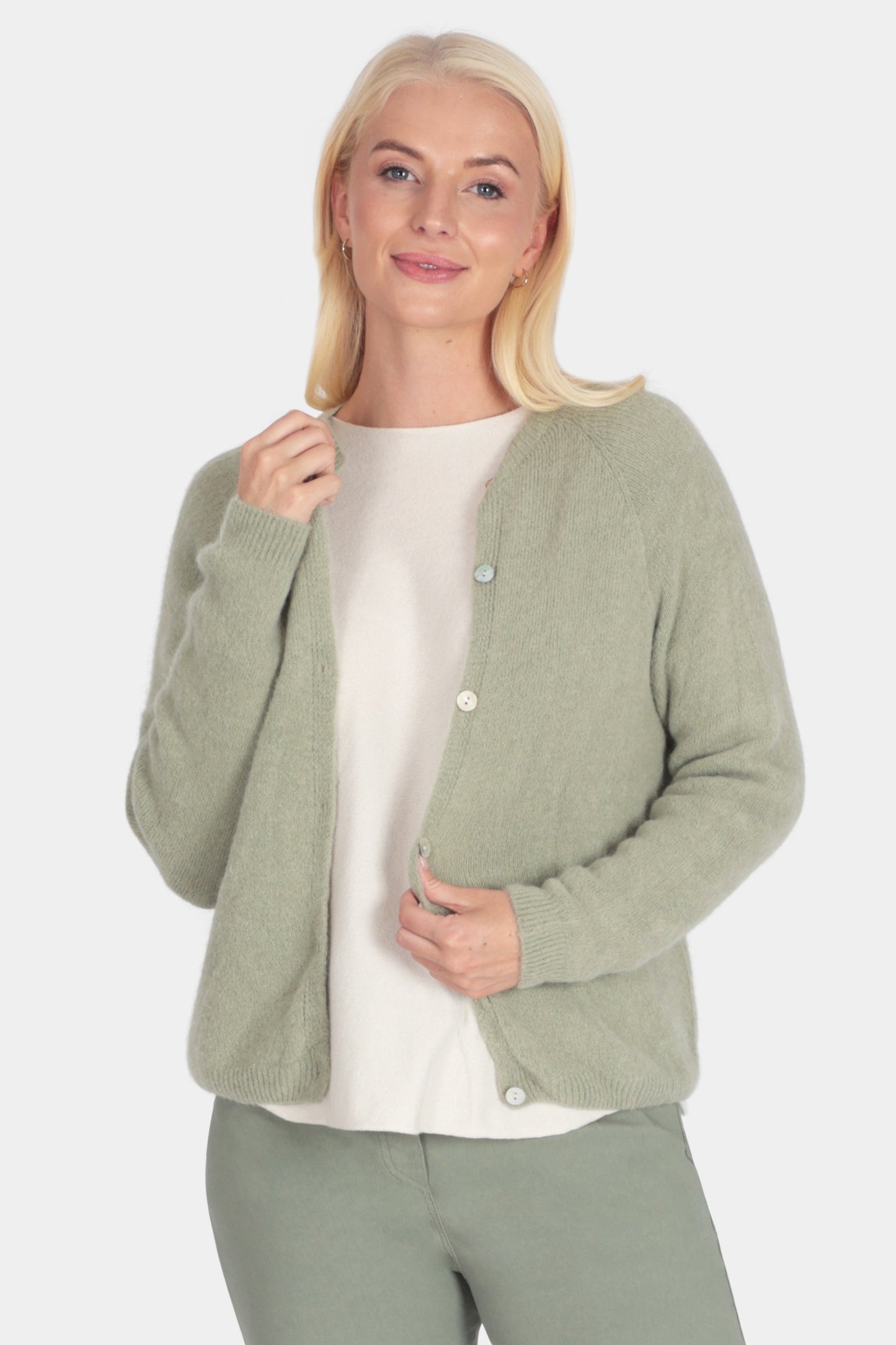 Round Neck Alpaca Cardigan