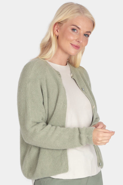 Round Neck Alpaca Cardigan