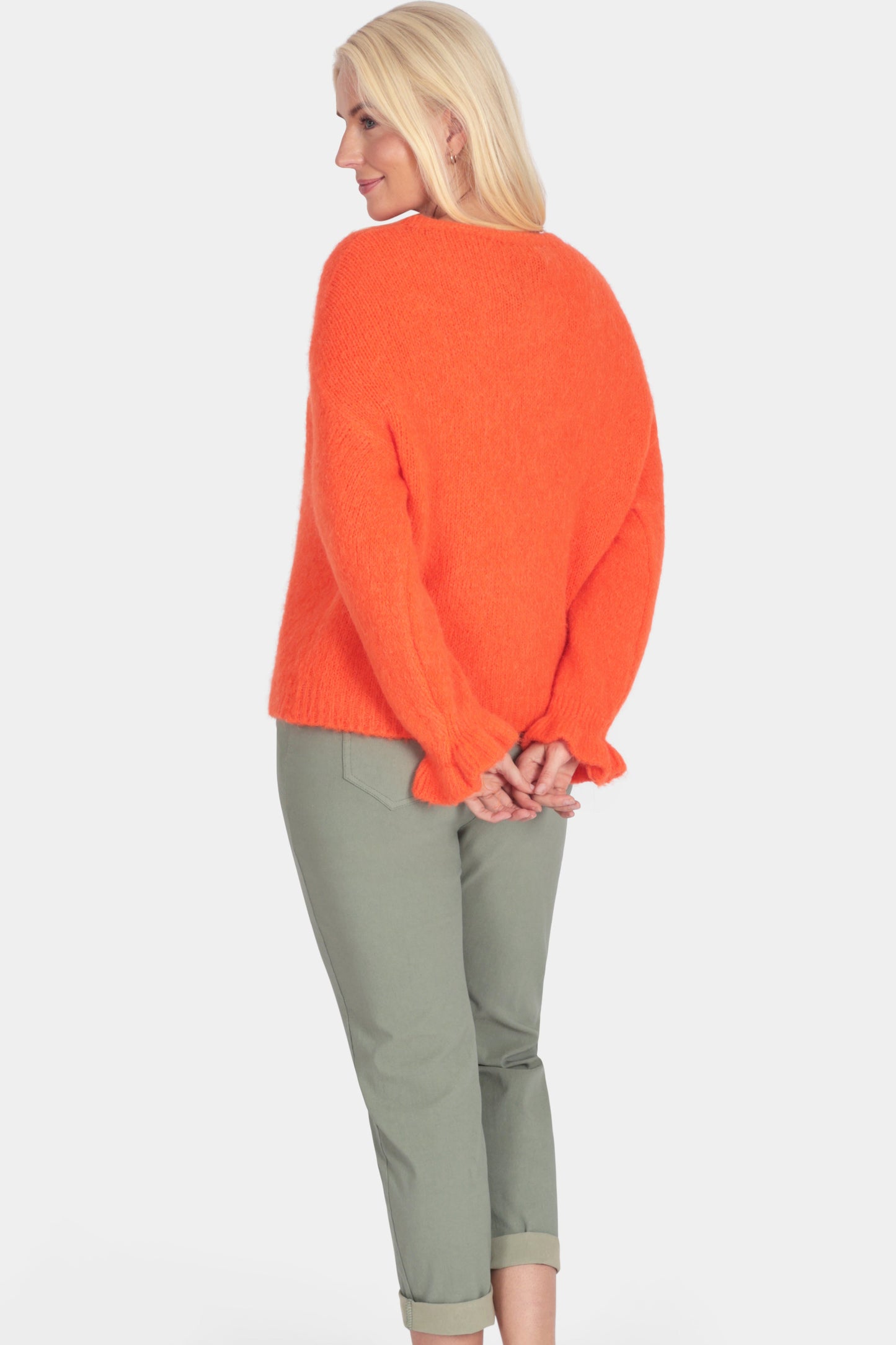 Fluffy Alpaca Frill Cuff Cardigan