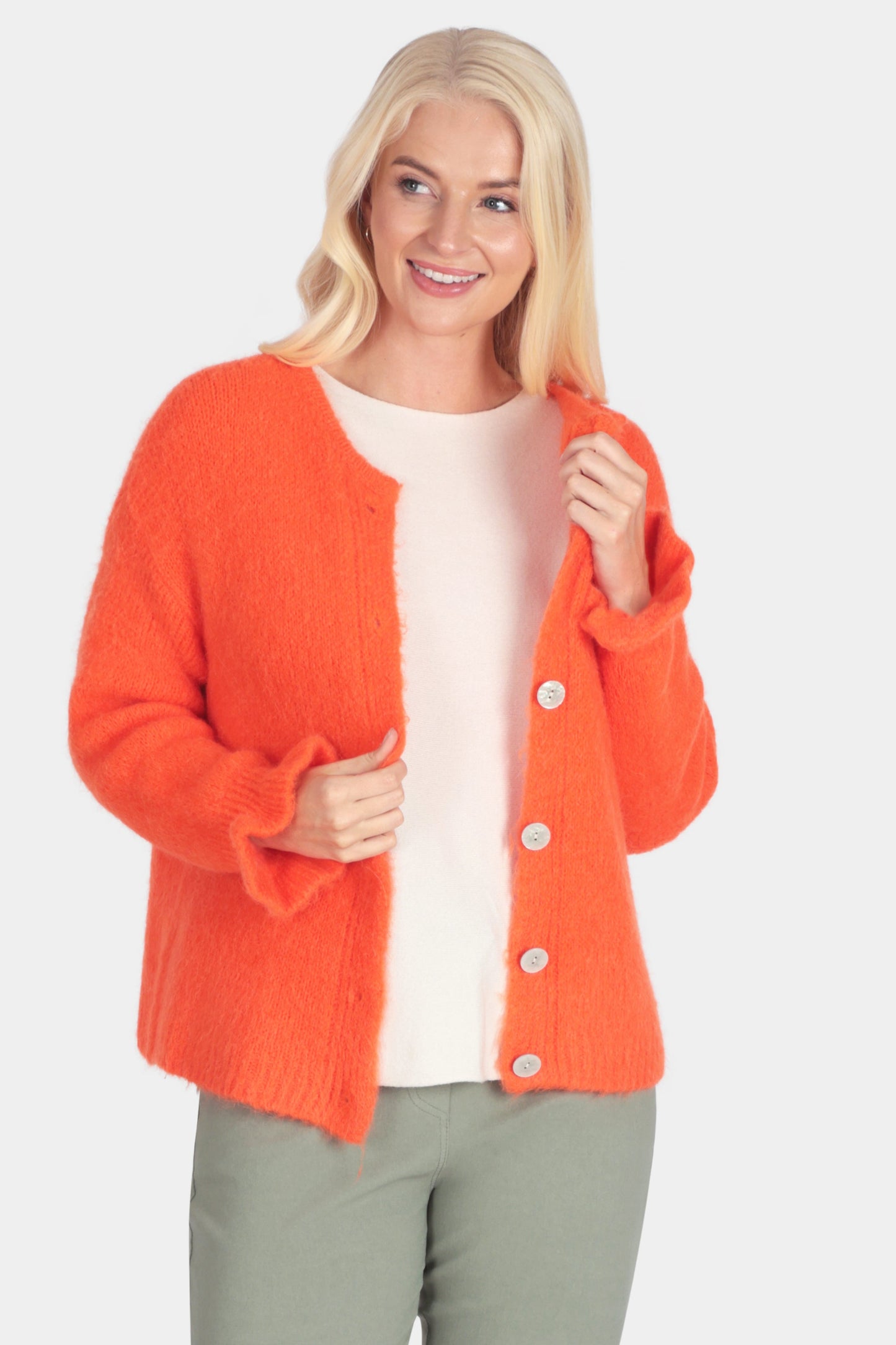 Fluffy Alpaca Frill Cuff Cardigan