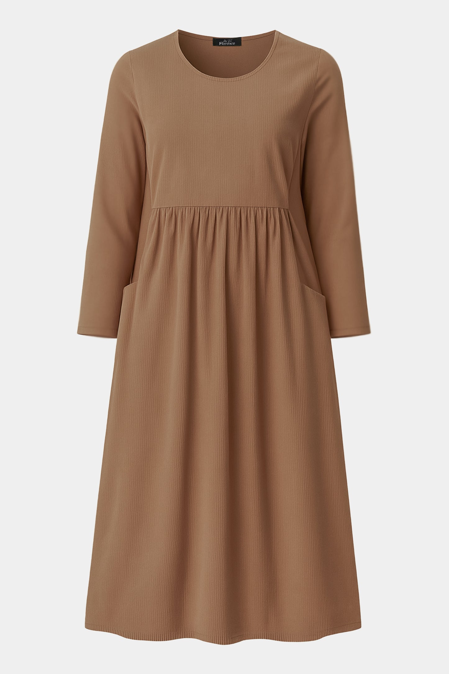 Cotton Corduroy Round Neck Dress