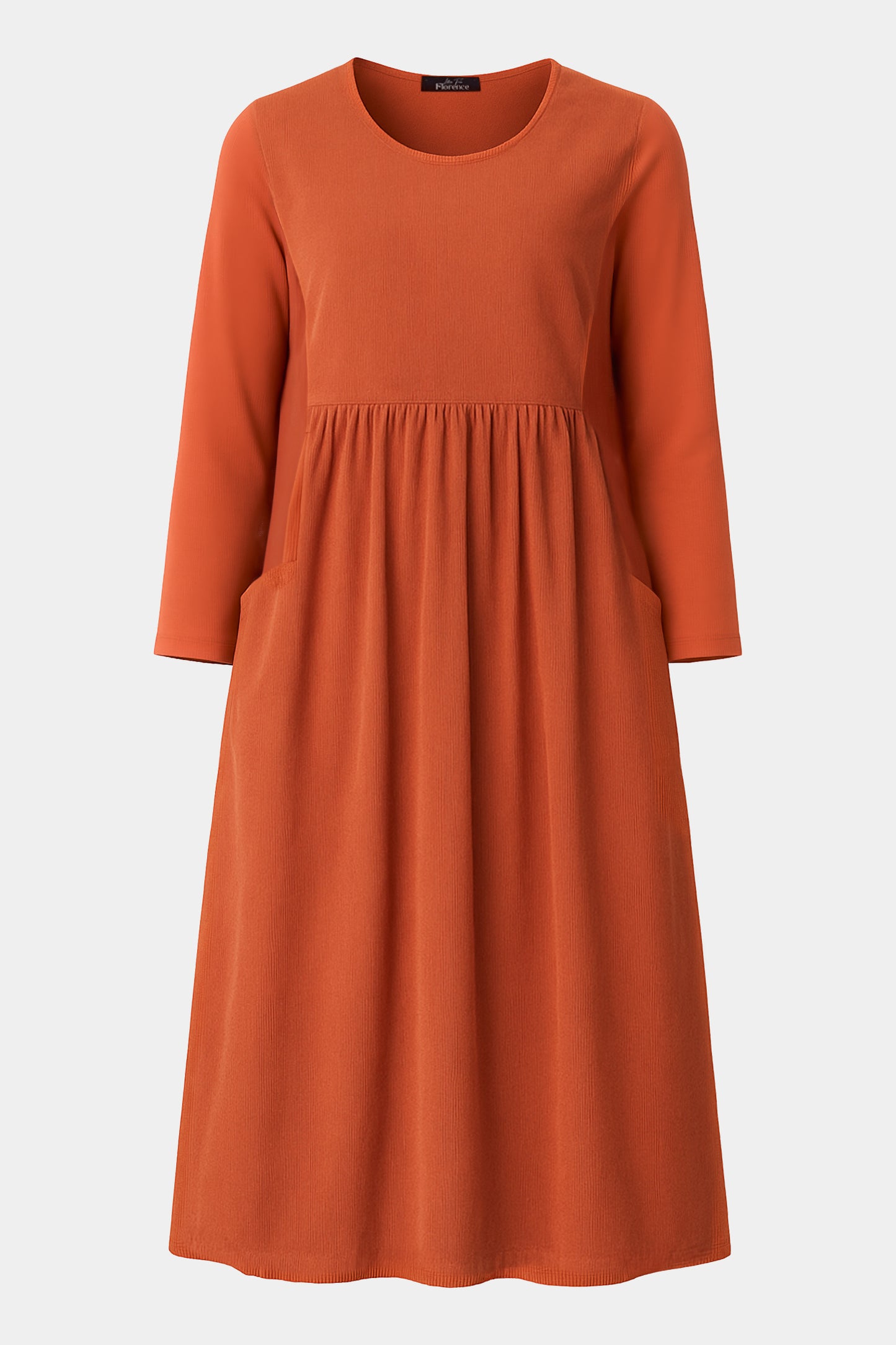 Cotton Corduroy Round Neck Dress