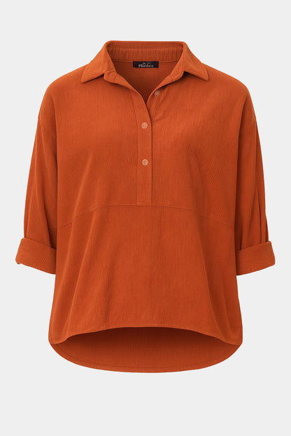 Cotton Corduroy Collar Blouse