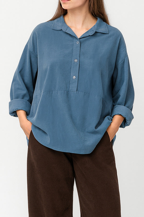Cotton Corduroy Collar Blouse