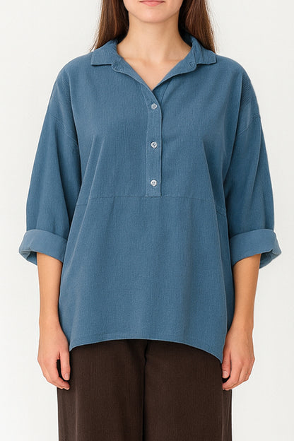 Cotton Corduroy Collar Blouse
