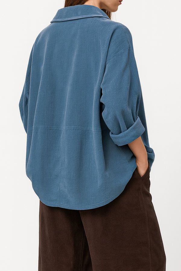 Cotton Corduroy Collar Blouse