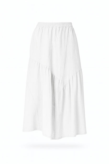 Linen Asymmetrical Panel Skirt