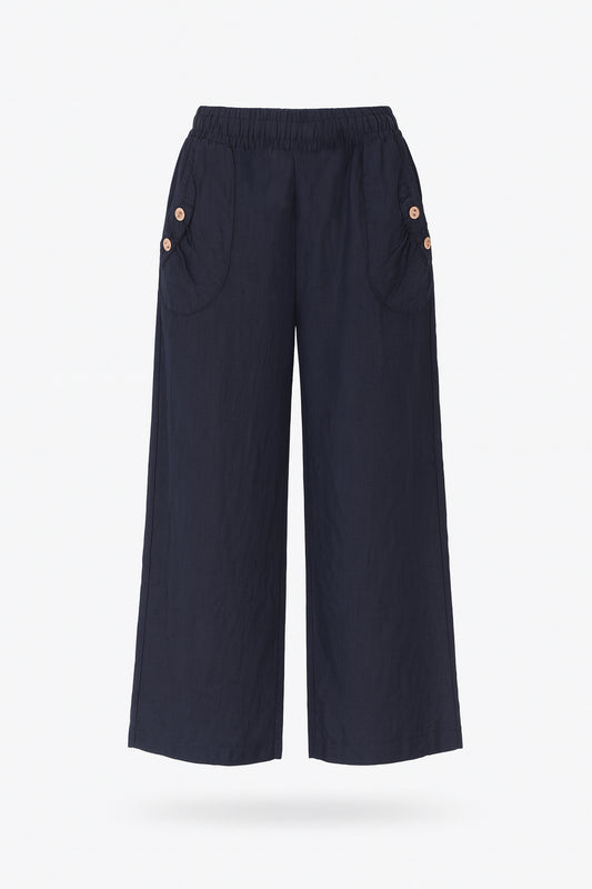Linen Button Pocket Trousers