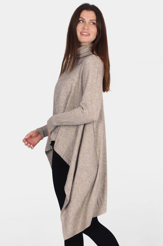 Cowl Neck Ribbon Detail Knit Tunic